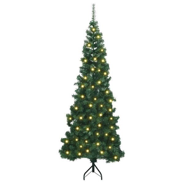 vidaXL Hoek Kunstkerstboom met 300 LED Groen 240 cm PVC en Metaal