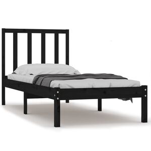 vidaXL Bedframe massief grenenhout zwart 75x190 cm
