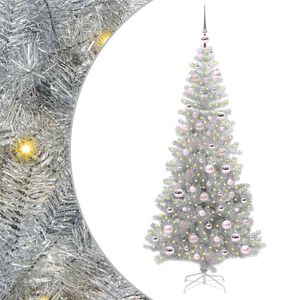 vidaXL Kerstboom met 300 LED met standaard Zilver 180 cm PET
