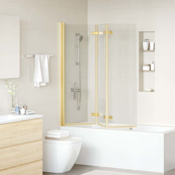 vidaXL Douche Omhulsel Goud 130 x 138 cm ESG-glas en aluminium