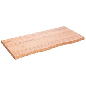 vidaXL Wastafelblad 100x50x(2-4) cm behandeld massief hout lichtbruin