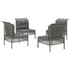 vidaXL 4-delige Loungeset met kussens poly rattan grijs