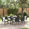 vidaXL Tuin eettafelset met kussen 7 pcs Zwart poly rattan