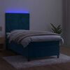 vidaXL Boxspring met matras en LED fluweel donkerblauw 100x200 cm