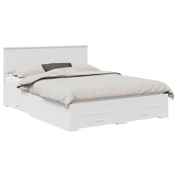 vidaXL Bedframe met hoofdeinde met lade Wit 150 x 200 cm Bewerkt hout