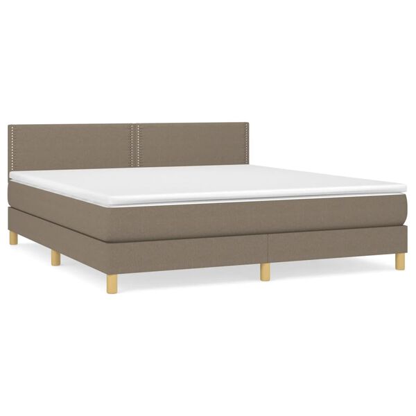 vidaXL Boxspring met matras stof taupe 180x200 cm
