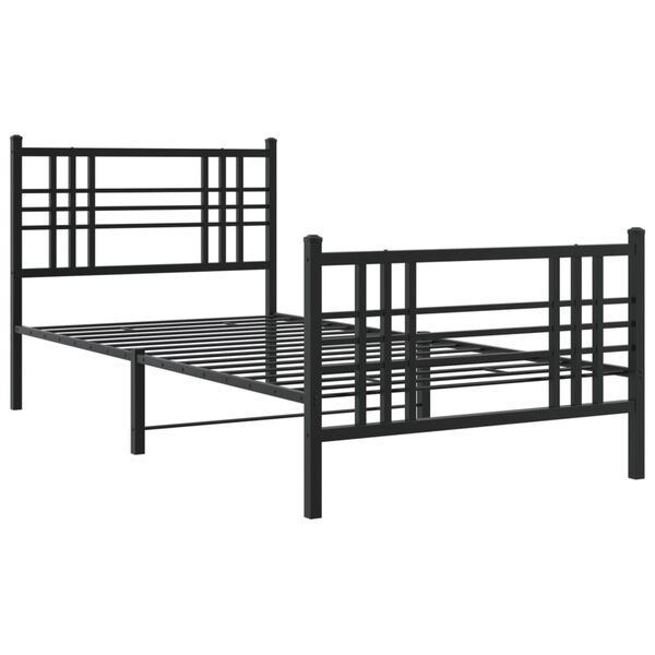 vidaXL Bedframe met hoofd- en voeteneinde metaal zwart 100x200 cm