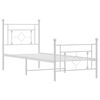 vidaXL Bedframe met hoofd- en voeteneinde metaal wit 75x190 cm