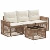 vidaXL Tuinbankenset 4 st Beige en Cr&egrave;me Wit poly rattan