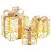 vidaXL Verlichte kerstcadeau doos 3 st 150 LED's Warmwit