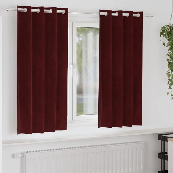 vidaXL Verduisterende gordijnen 2 pcs Wijnrood 140 x 175 cm Fluweel