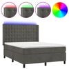 vidaXL Boxspring met matras en LED fluweel donkergrijs 140x200 cm