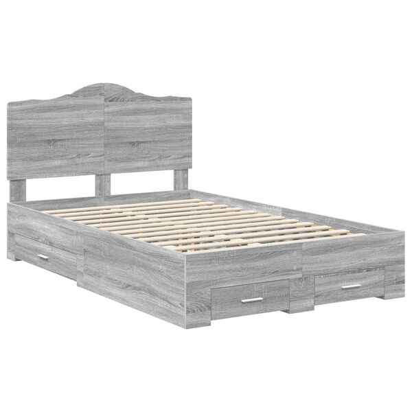 vidaXL Bedframe met hoofdeinde Grijs Sonoma 120 x 190 cm Bewerkt hout