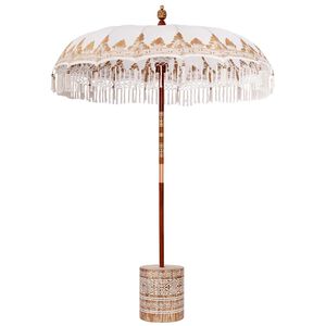 vidaXL Balinese parasol met basis Cr&egrave;mekleurig &Oslash; 180-190 cm
