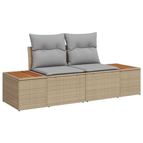 vidaXL Tuin Sofa Set met opslag 7 pcs Beige Poly riet