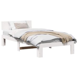 vidaXL Bedframe met hoofdeinde Wit 90 x 200 cm Massief grenenhout