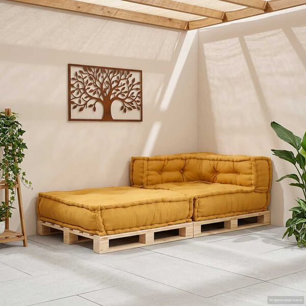 vidaXL Modulaire bankstel 70x70x54 stof geel