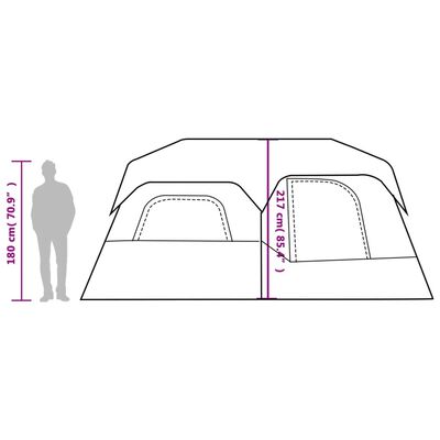 vidaXL Tent 9-persoons waterdicht met LED lichtgrijs en oranje