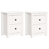vidaXL Nachtkastjes 2 st 50x35x61,5 cm massief grenenhout wit