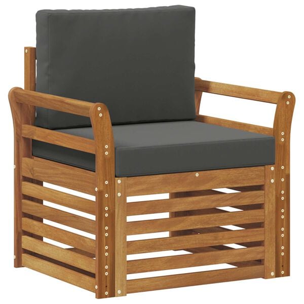 vidaXL Buiten bankenset Massief Acaciahout en Polyester Naturel