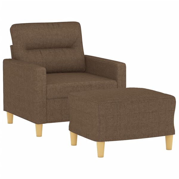vidaXL Fauteuil met voetenbank 60 cm stof bruin