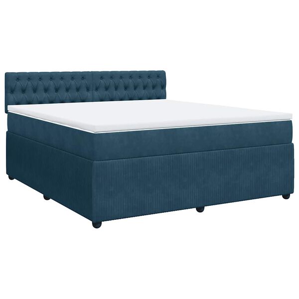 vidaXL Boxspring met matras fluweel blauw 180x200 cm