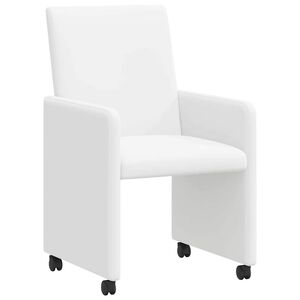 vidaXL Eetkamerstoelen met Wieltjes 2 st Kunstleer Wit 57 x 66 x 94 cm
