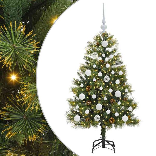 vidaXL Kunstmatige Scharnier Kerstboom met Cones Groen 120 cm