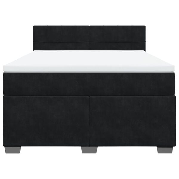 vidaXL Boxspring met matras fluweel zwart 140x190 cm
