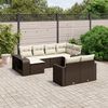 vidaXL 10-delige Loungeset met kussens poly rattan bruin