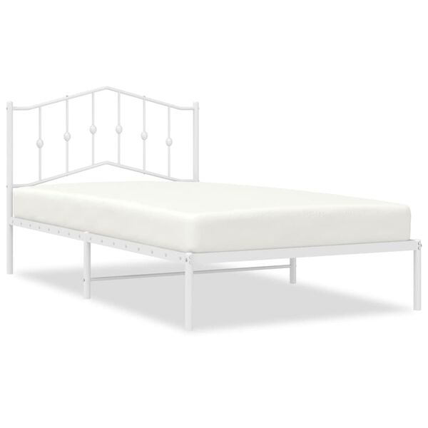 vidaXL Bedframe met hoofdbord metaal wit 107x203 cm