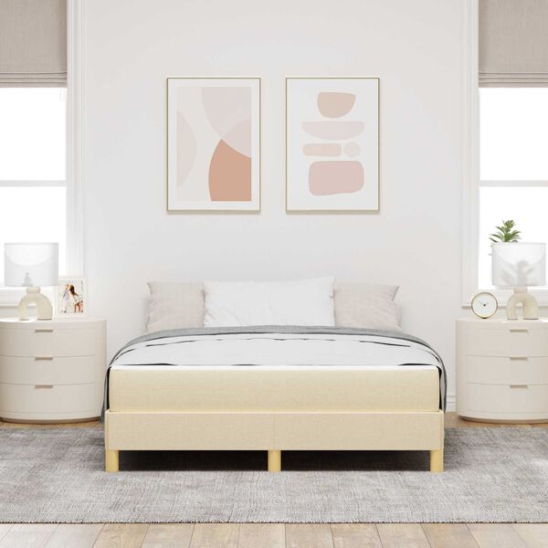 vidaXL Boxspringbed met matras Cr&egrave;me 160 x 200 cm Stof