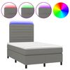 vidaXL Boxspring met matras en LED stof donkergrijs 120x190 cm