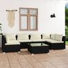 vidaXL 7-delige Loungeset met kussens poly rattan zwart