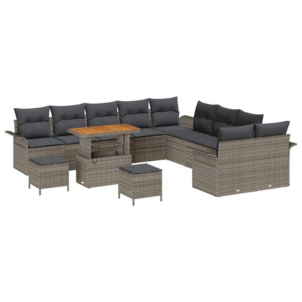 vidaXL Tuin Sofa Set met kussen met opslag met kussen 13 pcs Grijs
