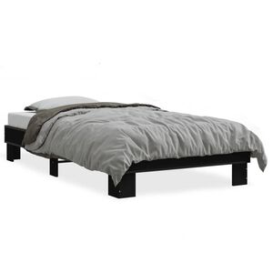 vidaXL Bedframe bewerkt hout en metaal zwart 90x190 cm