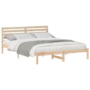 vidaXL Bedframe met hoofdeinde Bruin 160 x 210 cm Massief grenenhout