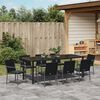 vidaXL Tuin eettafelset 9 pcs Zwart en Grijs PE Rattan