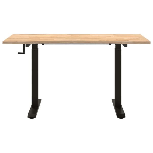 vidaXL Bureau Zwart en natuurlijk 140 x 60 cm Massief Eikenhout