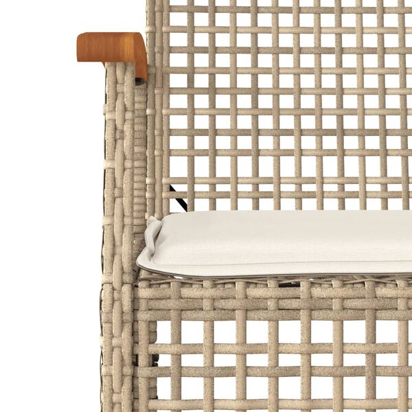 vidaXL 3-delige Tuinset met kussens poly rattan beige