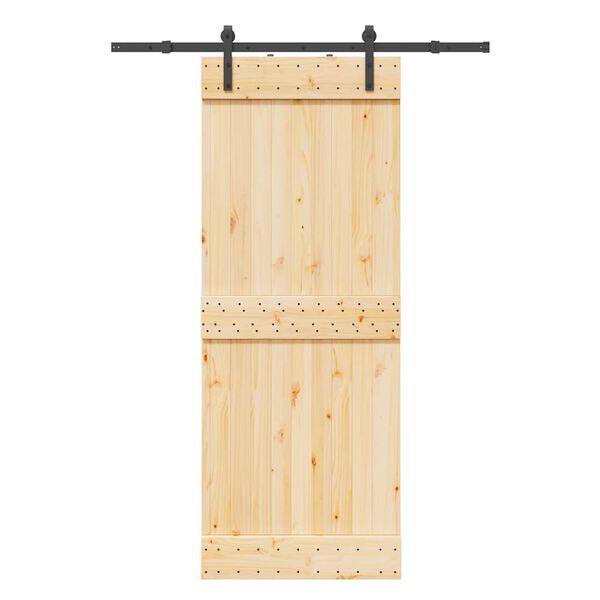 vidaXL Schuifdeur met beslag 80x210 cm massief grenenhout
