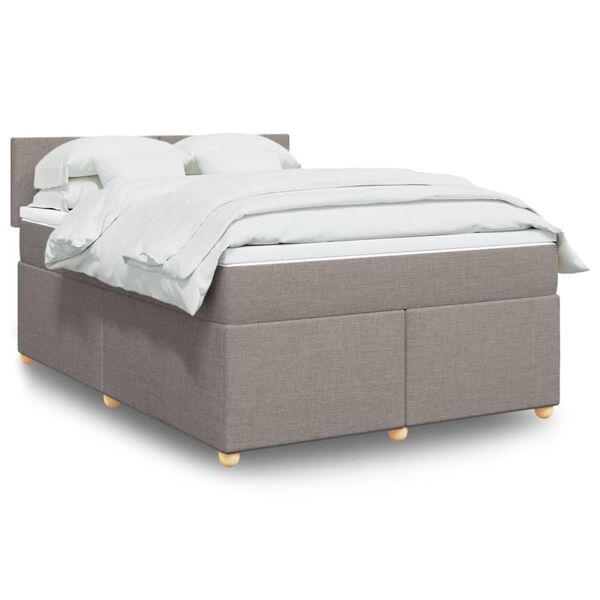 vidaXL Boxspring met matras stof taupe 140x190 cm
