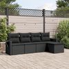 vidaXL 5-delige Loungeset met kussens poly rattan zwart