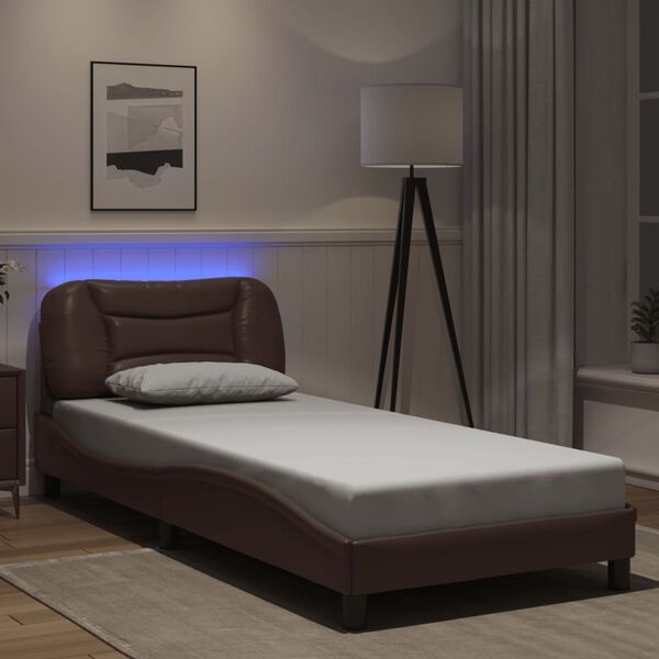 vidaXL Bedframe met LED zonder matras "Hvar" bruin 90x200 cm