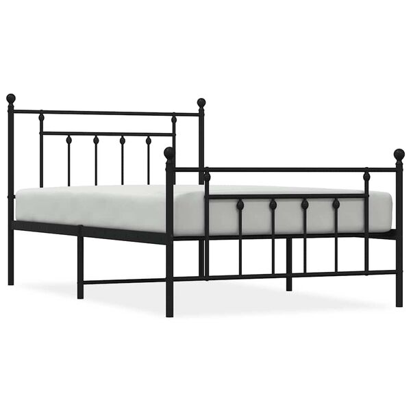 vidaXL Bedframe met hoofd- en voeteneinde metaal zwart 100x200 cm