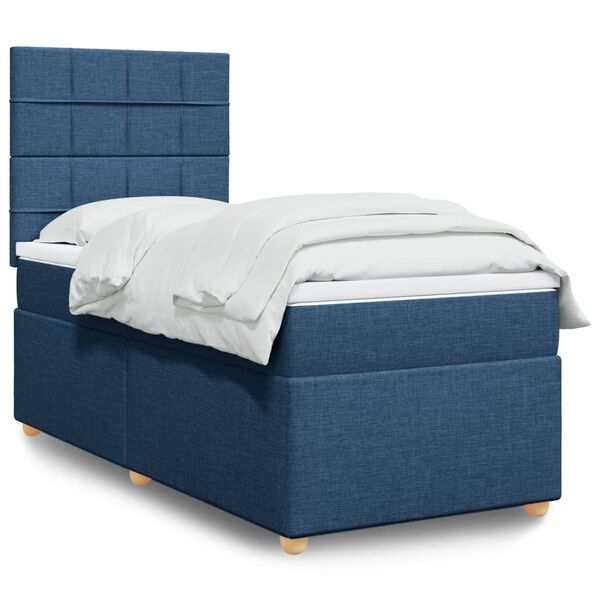 vidaXL Boxspring met matras stof blauw 80x200 cm