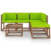 vidaXL 6-delige Loungeset pallet met kussens ge&iuml;mpregneerd grenenhout