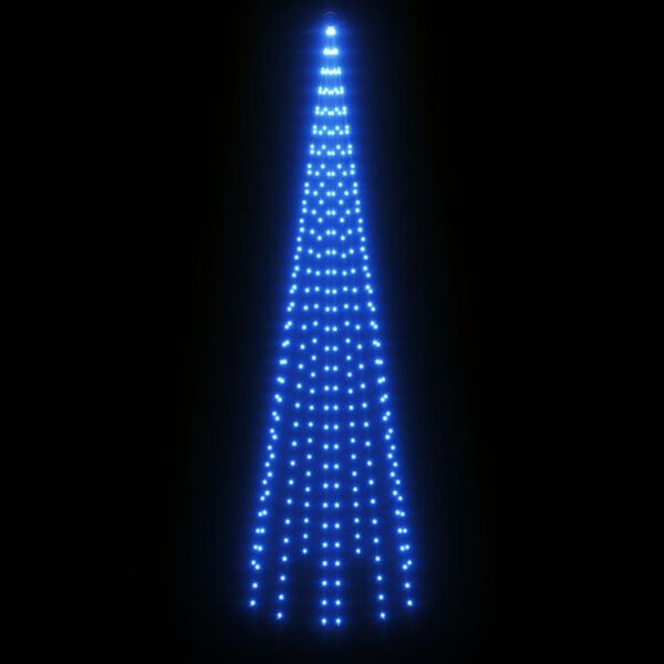 vidaXL Vlaggenmast kerstboom 310 LED's blauw 300 cm