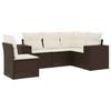vidaXL 5-delige Loungeset met kussens poly rattan bruin