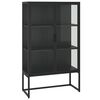 vidaXL Hoge kast 80x35x135 cm staal en gehard glas zwart